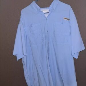 Columbia PFG Vented Fishing Shirt Blue Omni-Shade Camp Shirt Mens Sz 2XL XXL